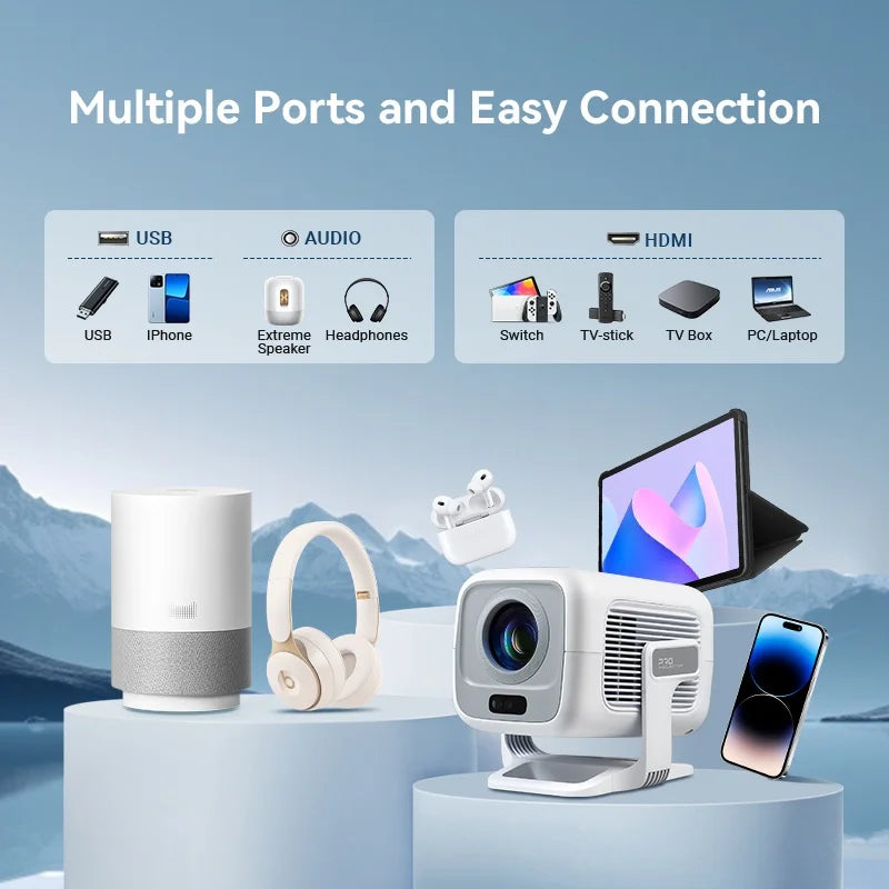 DITONG X3Plus Smart Projector – Native 1080P 4K Support, Android 11, WiFi 6, Auto-Focus, 600 ANSI Lumens | Home Theater
