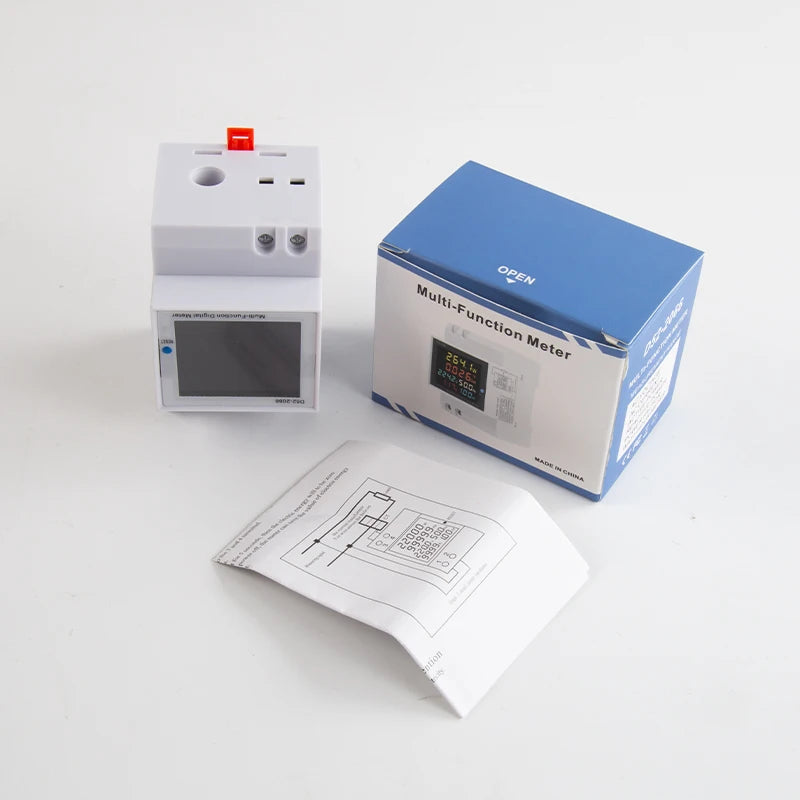 6IN1 Din Rail AC Monitor 110V 220V 380V 100A Voltage Current Power Factor Active KWH Electric Energy Frequency Meter