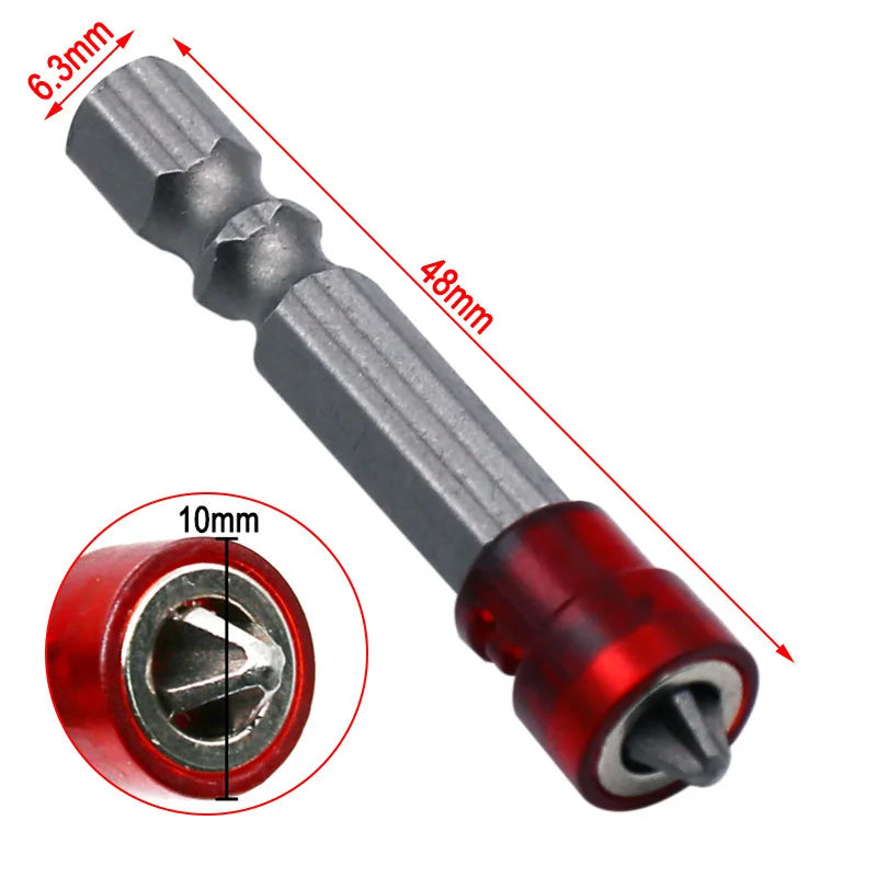 4Pcs 50MM Magnetic Hex Shank Electric Screwdriver Bits - Red Phillips Head Power Tool Accessories with Anti-Slip Grip