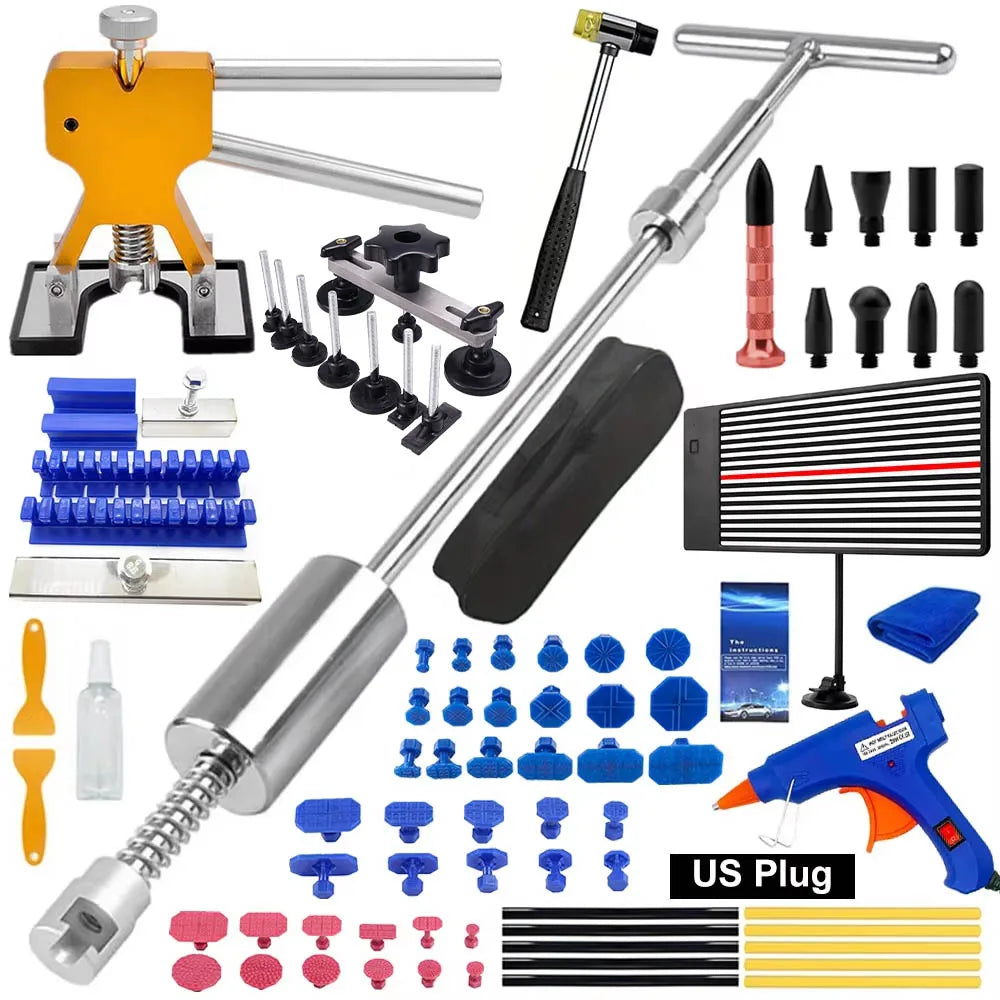 Complete Paintless Car Dent Removal Tool Set – Slide Hammer, T-Bar, Bridge Puller & Reusable Tabs