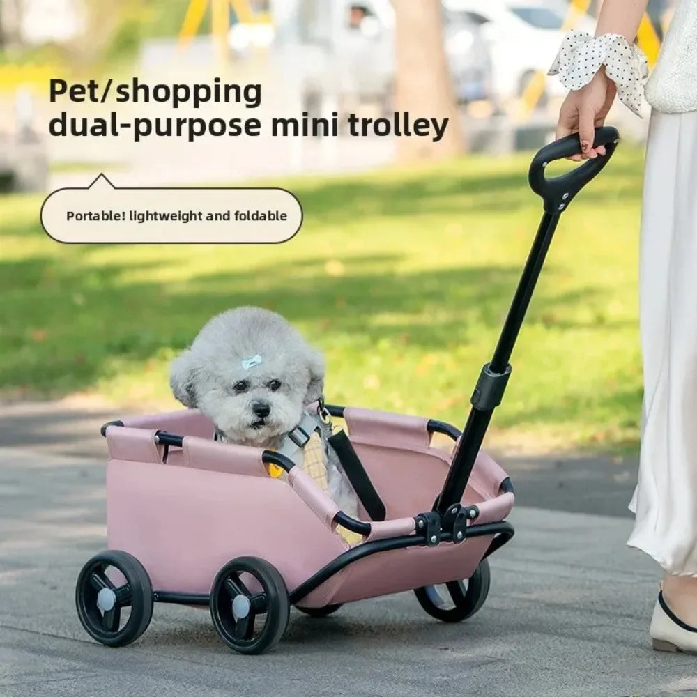 Foldable Push-Pull Pet Stroller - Portable Dog & Cat Cart – photo 4