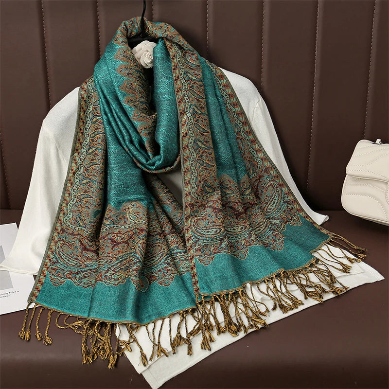 Women's Printed Pashmina Shawl, Soft Winter Scarf