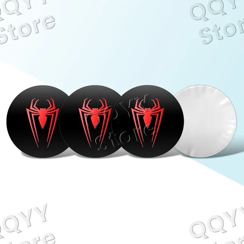 4Pcs 56mm Aluminium Red Spider Logo Car Wheel Center Hub Cap Rims Dust-proof Cover Hubcaps Sticker For Universal Car Accessories