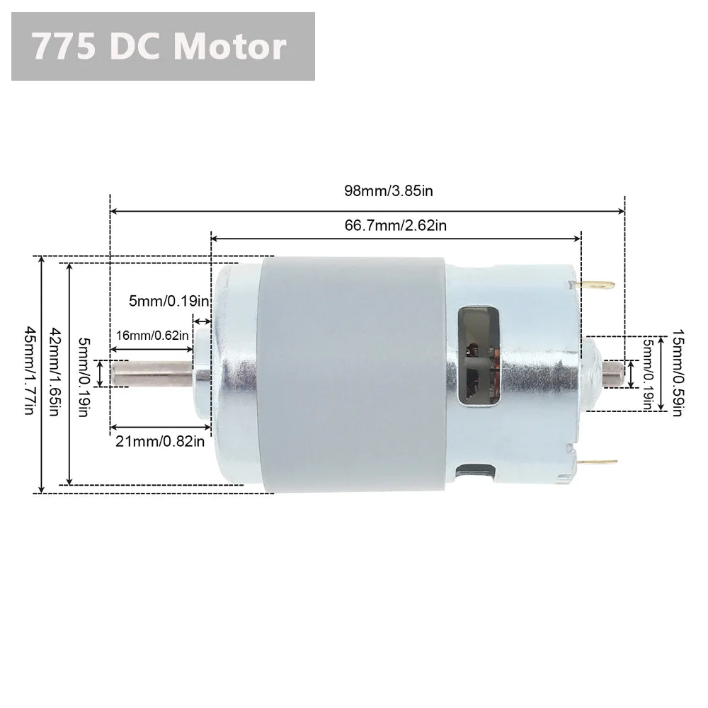 775/795/895 DC Motor 12V/24V 3000-12000RPM High-speed Large Torque Motor for Drill Micro Machine/DIY Model Car with Ball Bearing