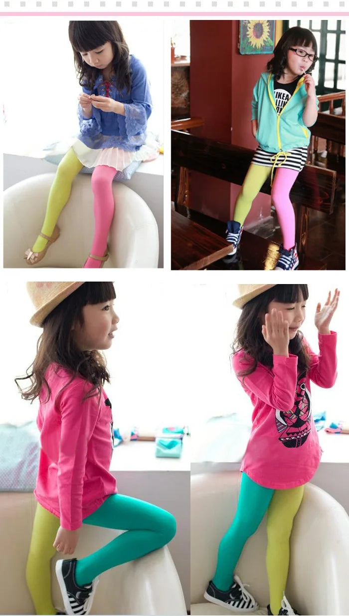 Candy Color Stretch Tights for Girls & Women — Soft Footed Dance Pantyhose