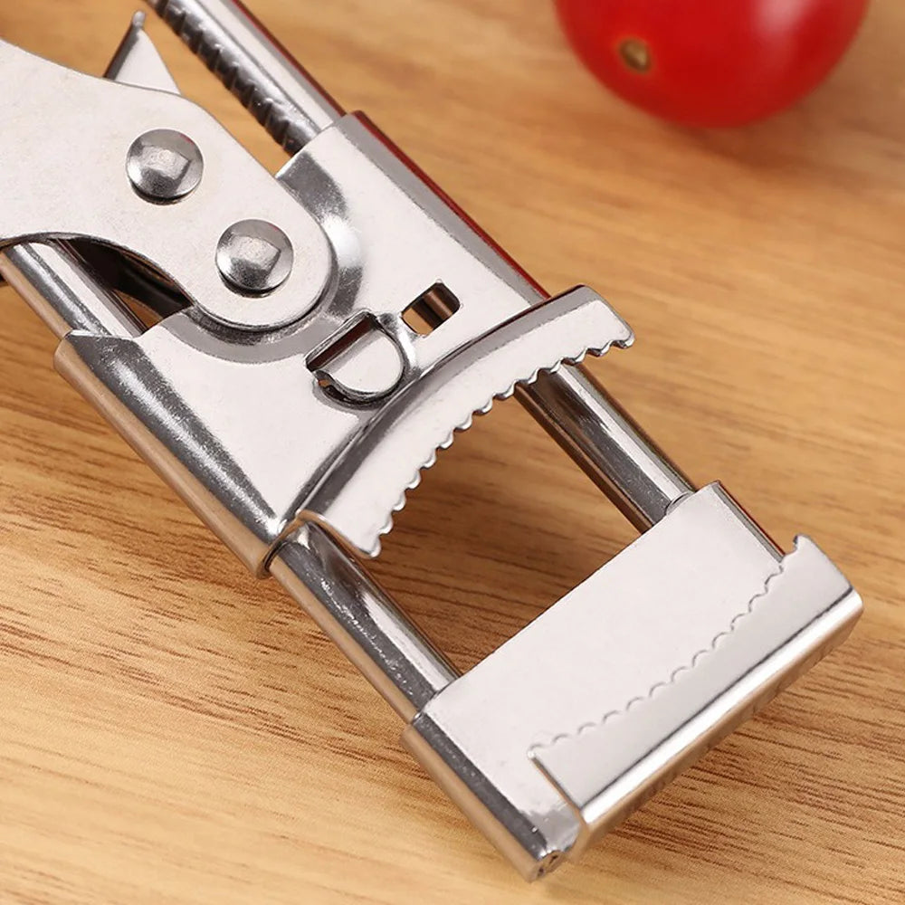 New Adjustable Stainless Steel Can Opener Rotating Non-slip Bottle Opener Twist Multifunctional Manual Can Opener Kitchen Tool