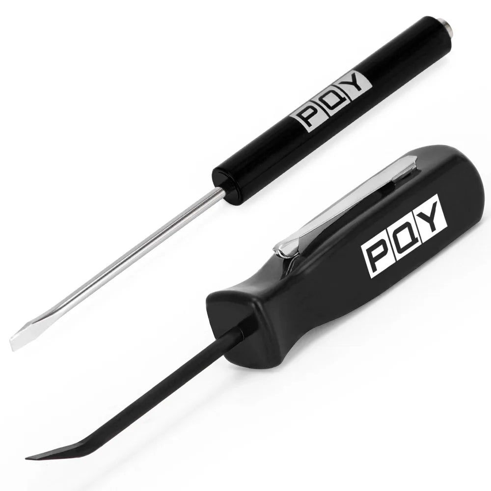 Mini Pocket Clips Screwdriver Strong Magnetic Slotted + Pocket Pry Bar Short Angled Operating Handy Tool 4-Sided Grip
