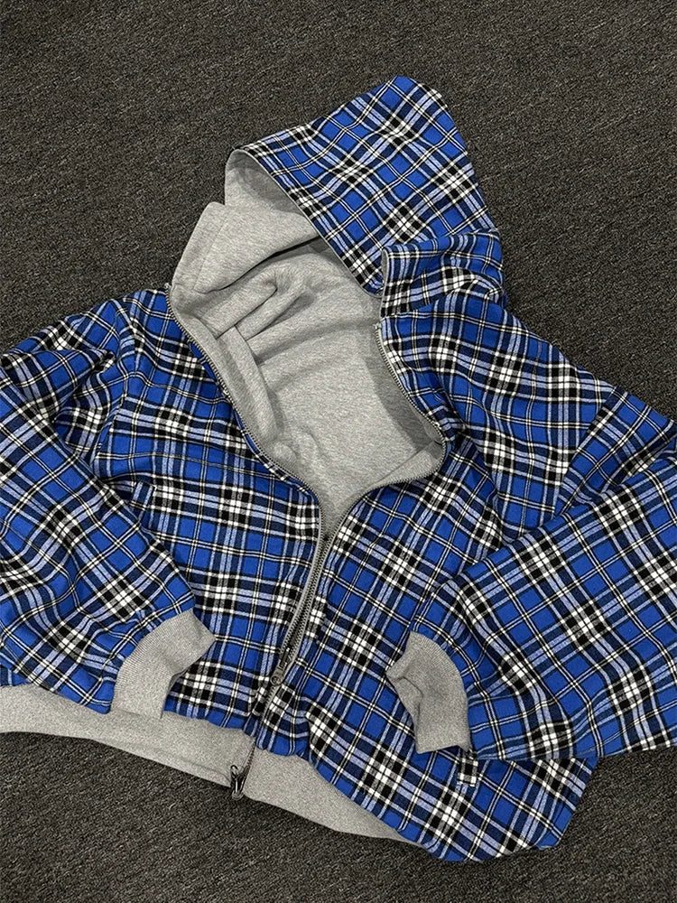 Women's Reversible Plaid Zip-Up Hoodie