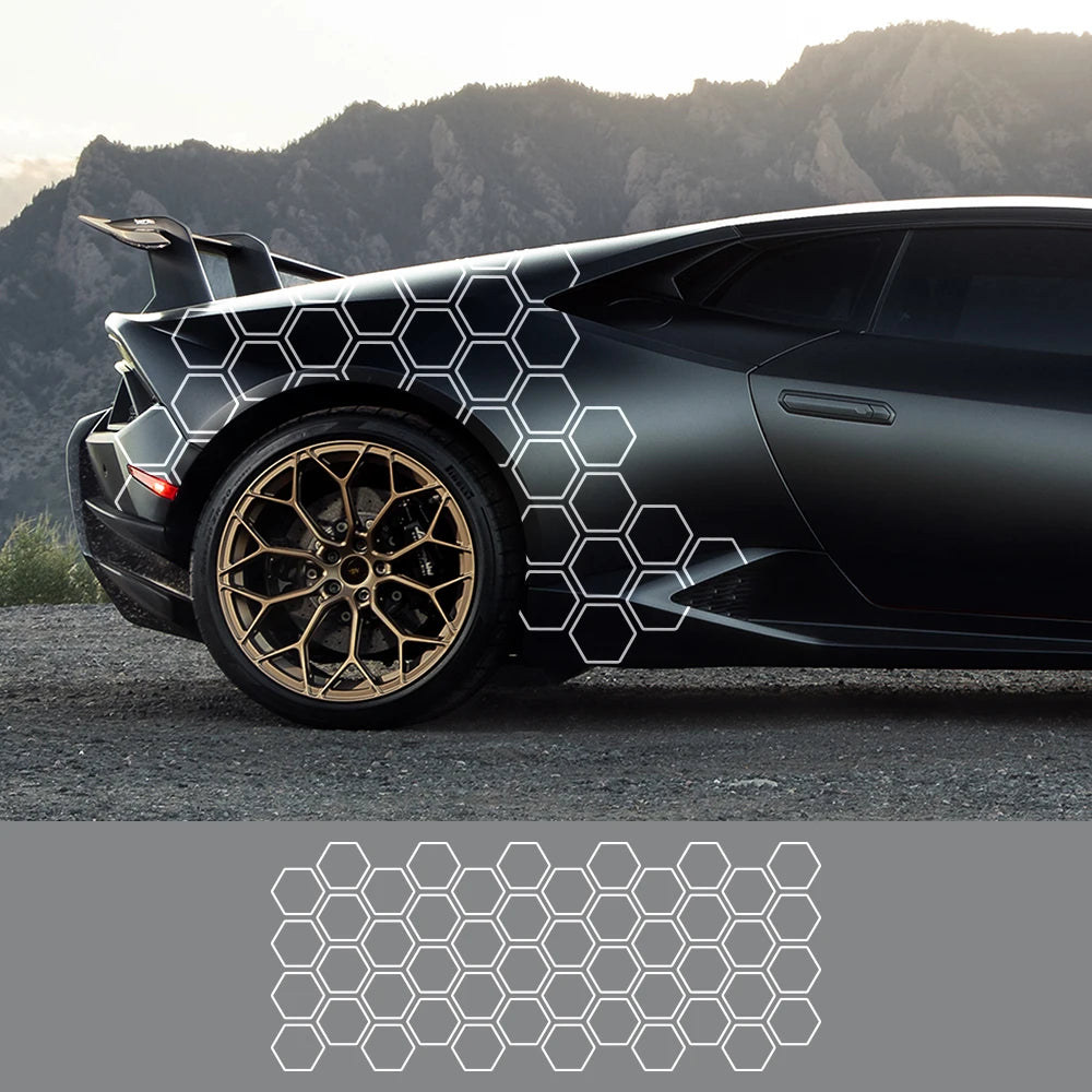 Honeycomb Side Graphic Car Decal — Vinyl Tuning Sticker, Universal