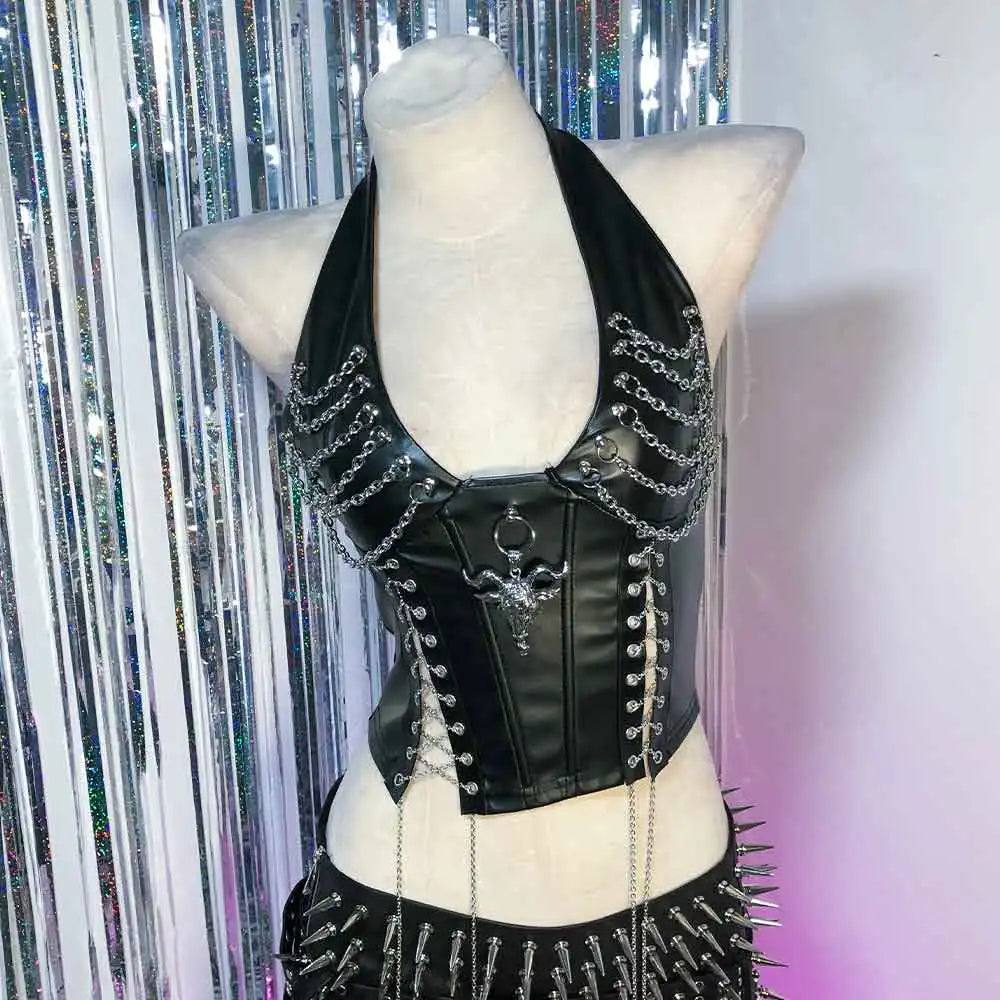 Women's Studded Y2K Grunge Tank Top — Gothic Spiked Cami