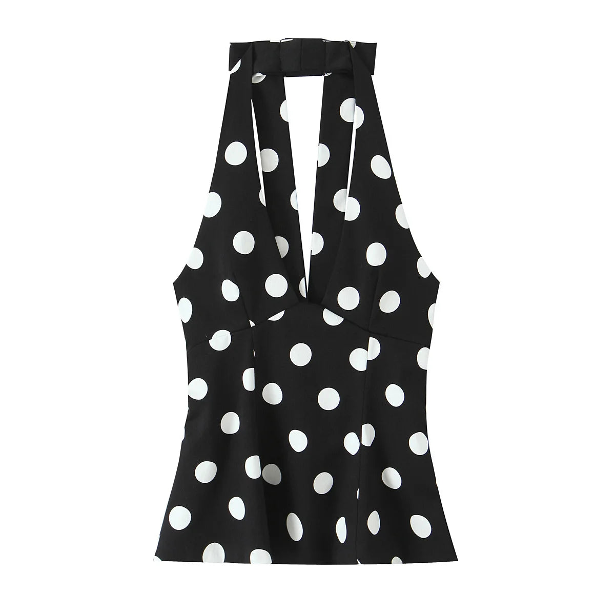 HH Summer Woman Black Polka Dot Backless Bow Decoration Neck Halter Vest Tops Fashion Women Sleeveless Backless Sexy Tops