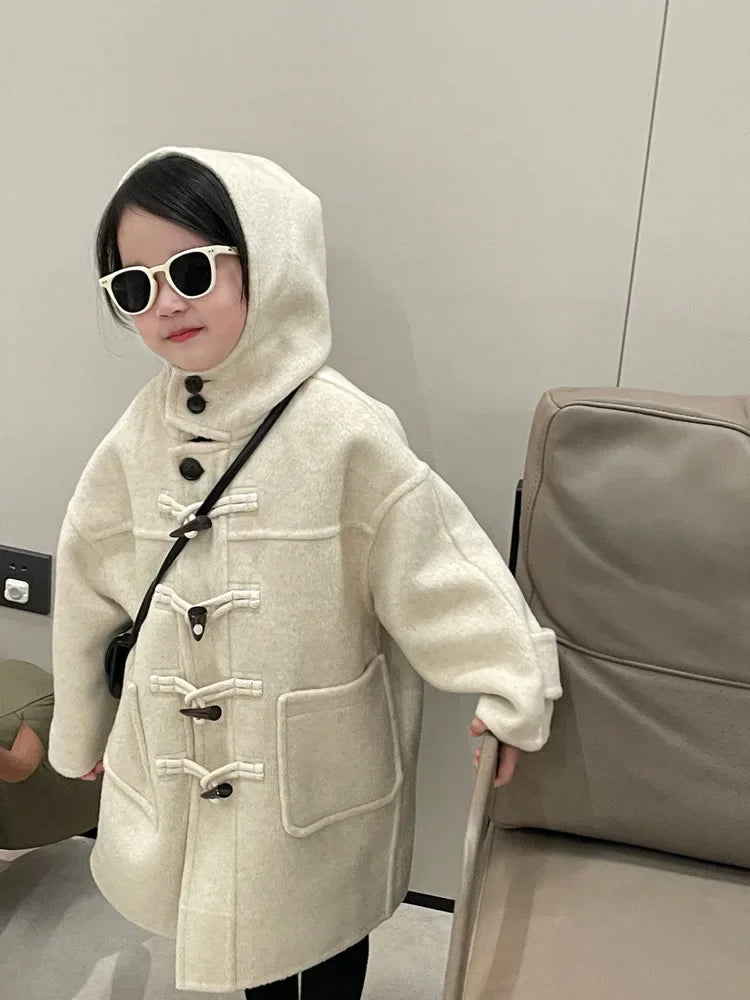 Kids Hooded Winter Coat with Toggle Buttons - Plush Trim Jacket - photo 6