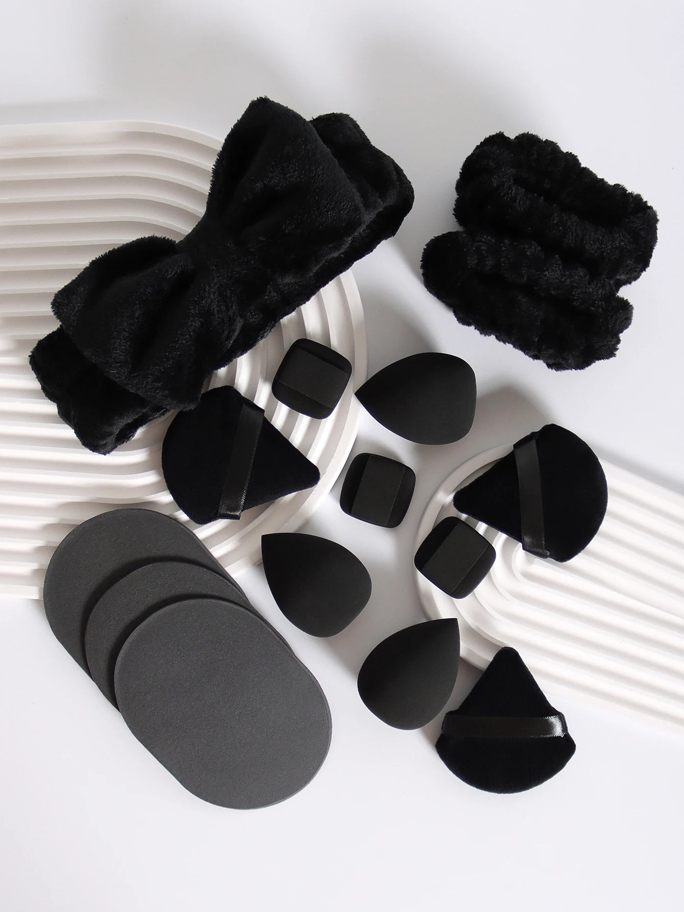 15Pcs Cosmetic Puff Makeup Sponge Blender Beauty Egg Foundation Sponges Puff Wash Face Headband Wristband Make up Accessories