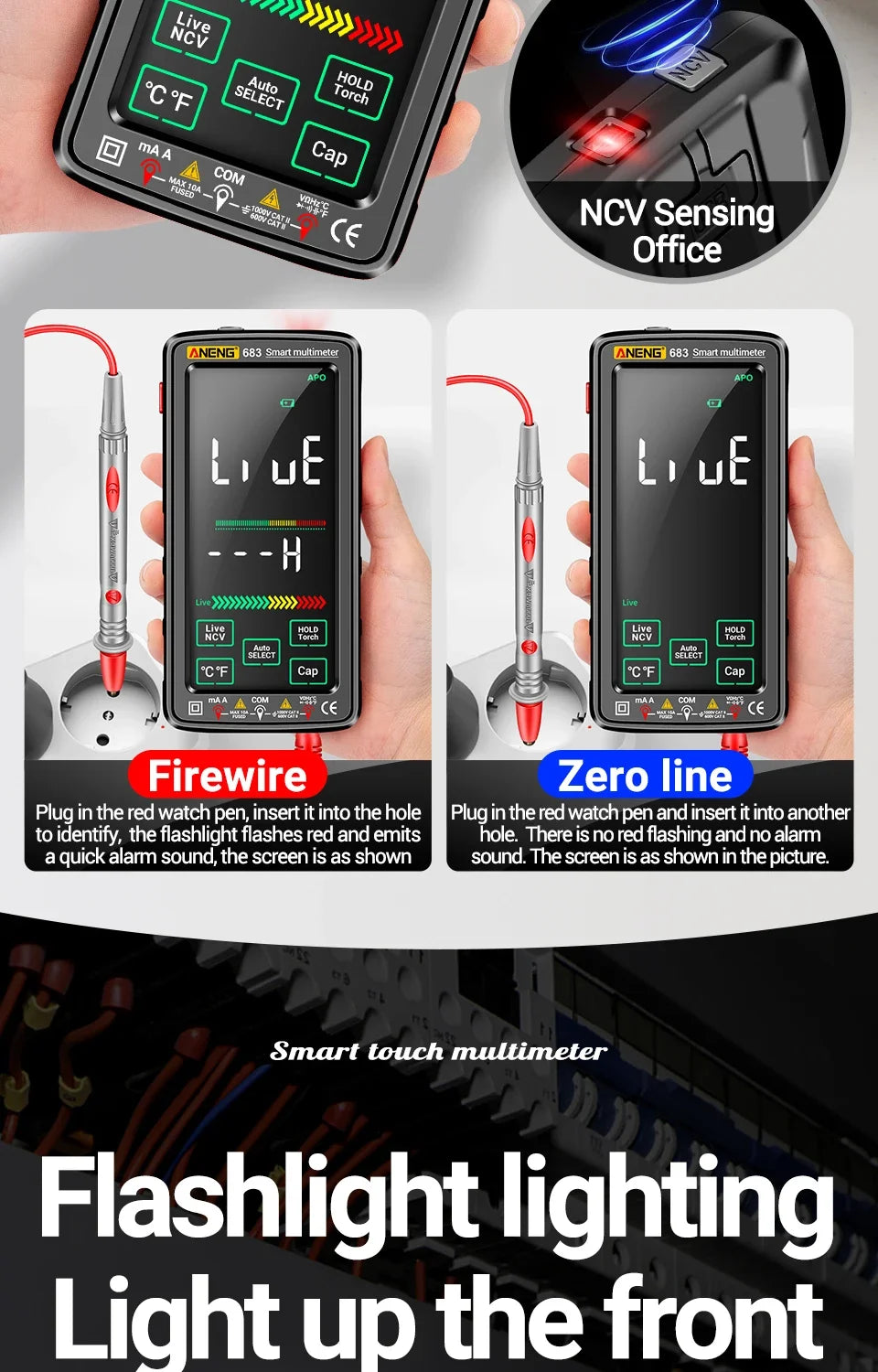 ANENG 683 Smart Multimeter Tester High-end Touch Rechargeable 6000 Counts Multimetro Test Multitester AC/DC Voltage Current Tool