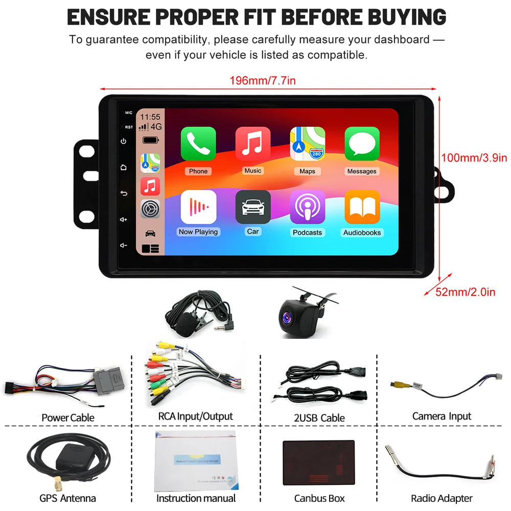7inch Android 13 Touch Screen Car Stereo Radio 2+64GB GPS Navigation For Chevy Silverado 1500/2500/3500 2003-2006 Tahoe 2003-2006 GMC Sierra 1500/2500/3500 2003-2006 Yukon 2004-2006 Support CarPlay Backup Camera Bluetooth AHD