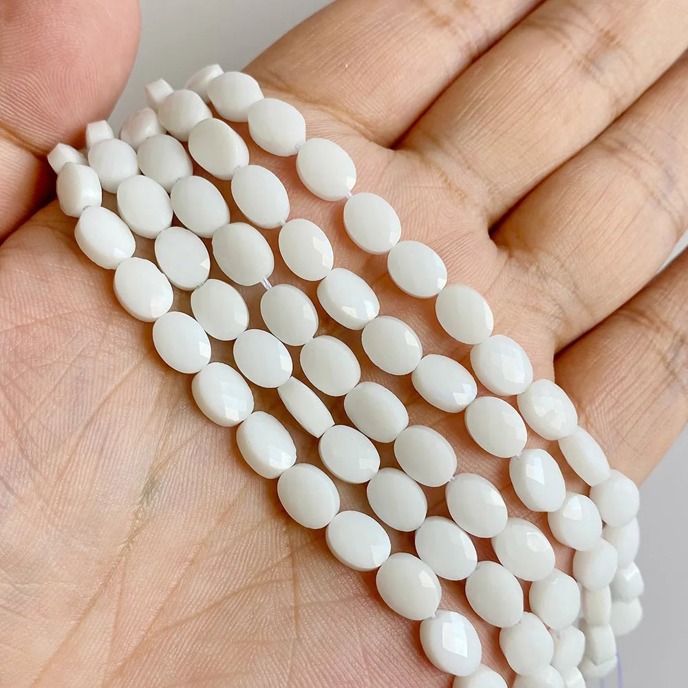 Healing Faceted Gems Beads Oval Shape Natural Crystal Jaspers Stone Loose Beads For Jewelry Making Necklace DIY Bracelet 6x8mm