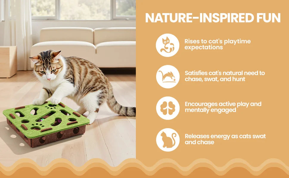 Pet cat entertainment maze ball-digging toy, self-entertainment artifact, claw-sharpening toy, felt cat teaser box, bell ball