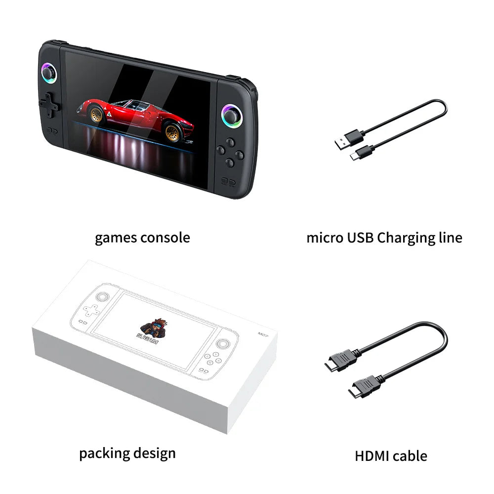 Reebolnic M27 Game Console 7.0 Inch IPS Screen 30+Simulators 30,000+Games Installed Retro Handheld Game Console Portable 4000mAh