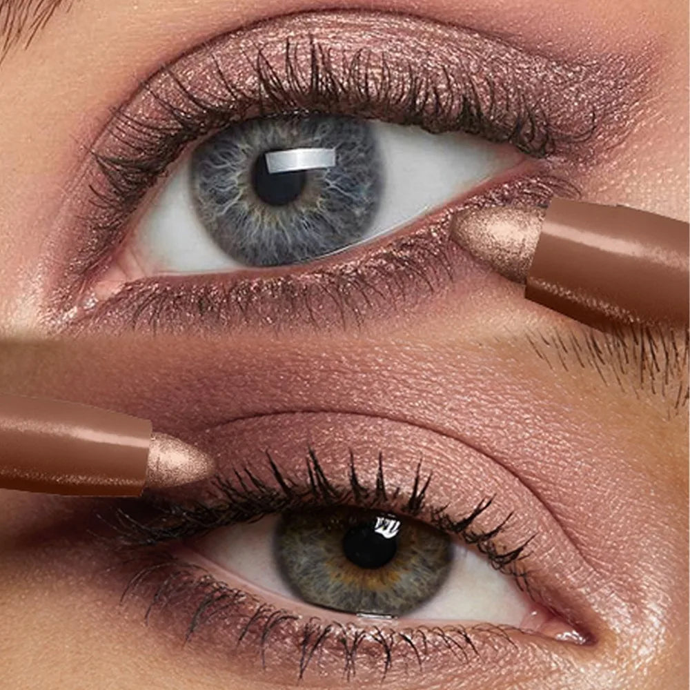 Waterproof Eyeshadow Sticks Long Lasting High Pigmented Shimmer Glitter And Matte Neutral Brown Eyeshadow Pencil Crayon Makeup