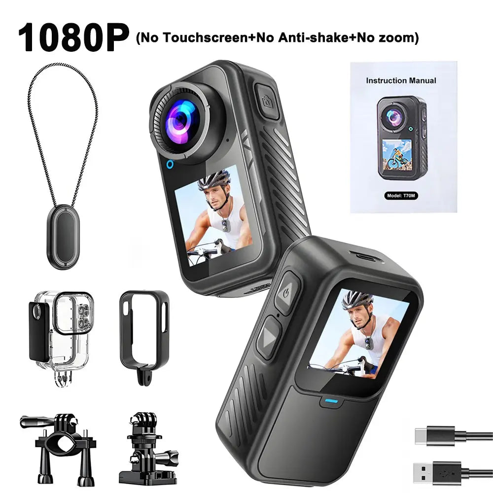 ANSVICAM 5K Mini Action Camera — EIS Stabilised Dual-Screen Body Cam