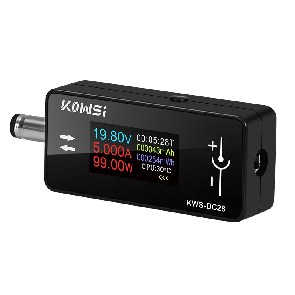 KWS-DC28 0.96 inch TFT HD Digital Display DC Voltage Ammeter Power Meter Cell Phone Charging Tester Detector Electrician Tool