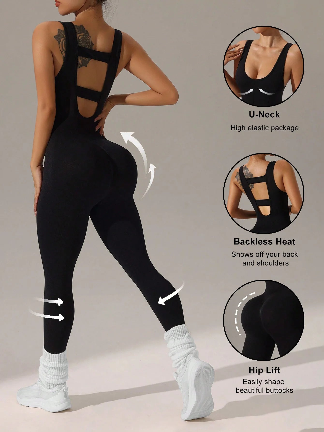 Women's Hollow-Back Vest Jumpsuit — Yoga & Running Bodysuit
