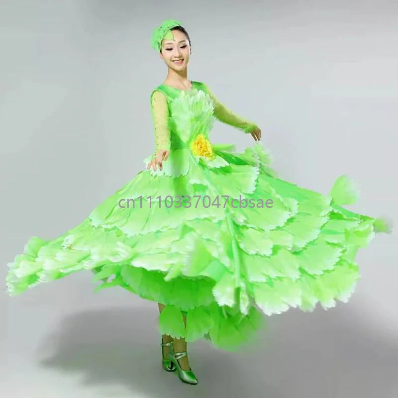 Women's big swing petal flamenco dress