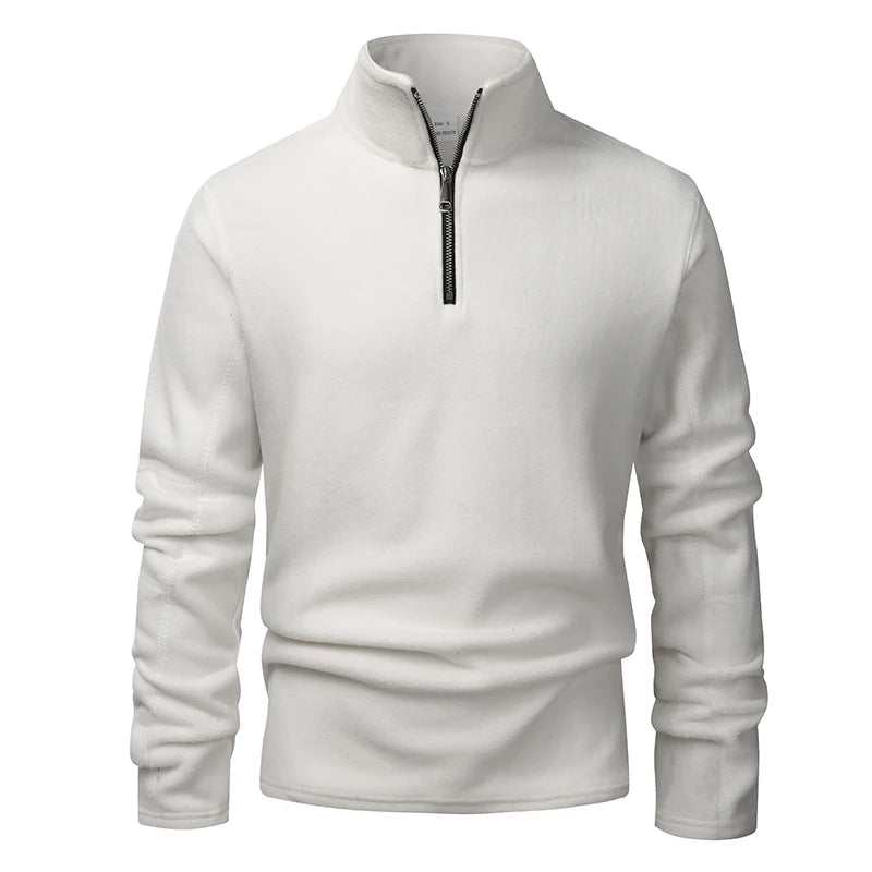 Men's Fleece Zip-Neck Pullover - Thick Stand Collar Sweatshirt - photo 15