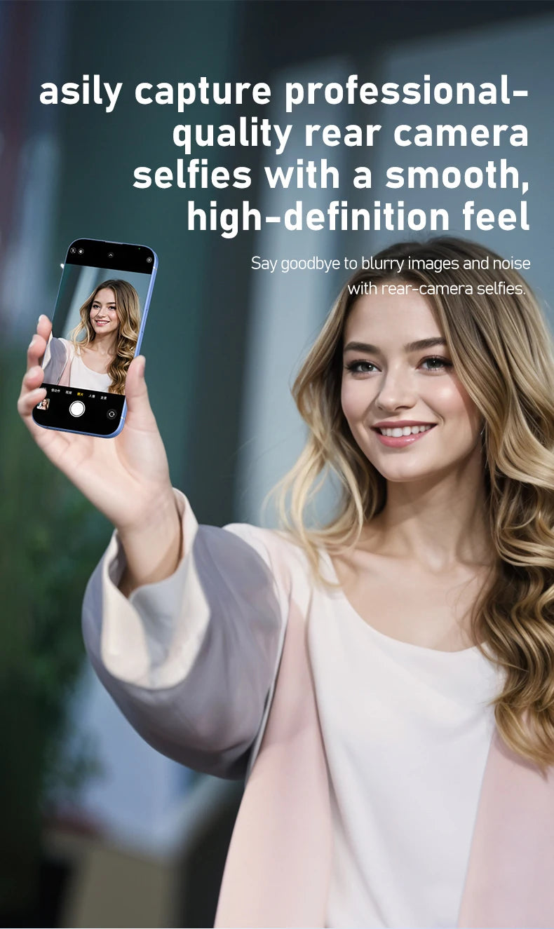Smartphone Rear Camera Selfie Display Screen Wireless Wi-Fi Mirroring Magnetic Attachment for iOS Android Harmony OS