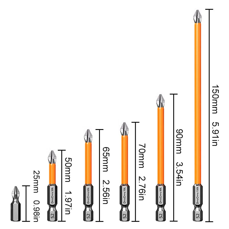 Anti Slip bits Magnetic Screwdriver bit Set S2 Alloy Steel Impact Resistance Hex Shank Alloy Steel Bits Suitable for Power Tools