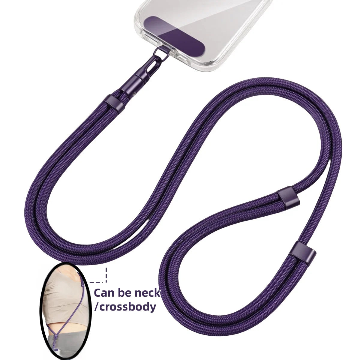 Universal Phone Lanyard with Clip – Anti-Drop 360° Rotation Adjustable Neck & Crossbody Strap for All Phones
