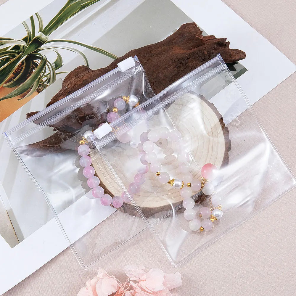10Pcs Thicken Zipper Bag Transparent Plastic Bag Anti Oxidation Jewelry Pouch for DIY Jewelry Storage Earring Bracelet Packaging