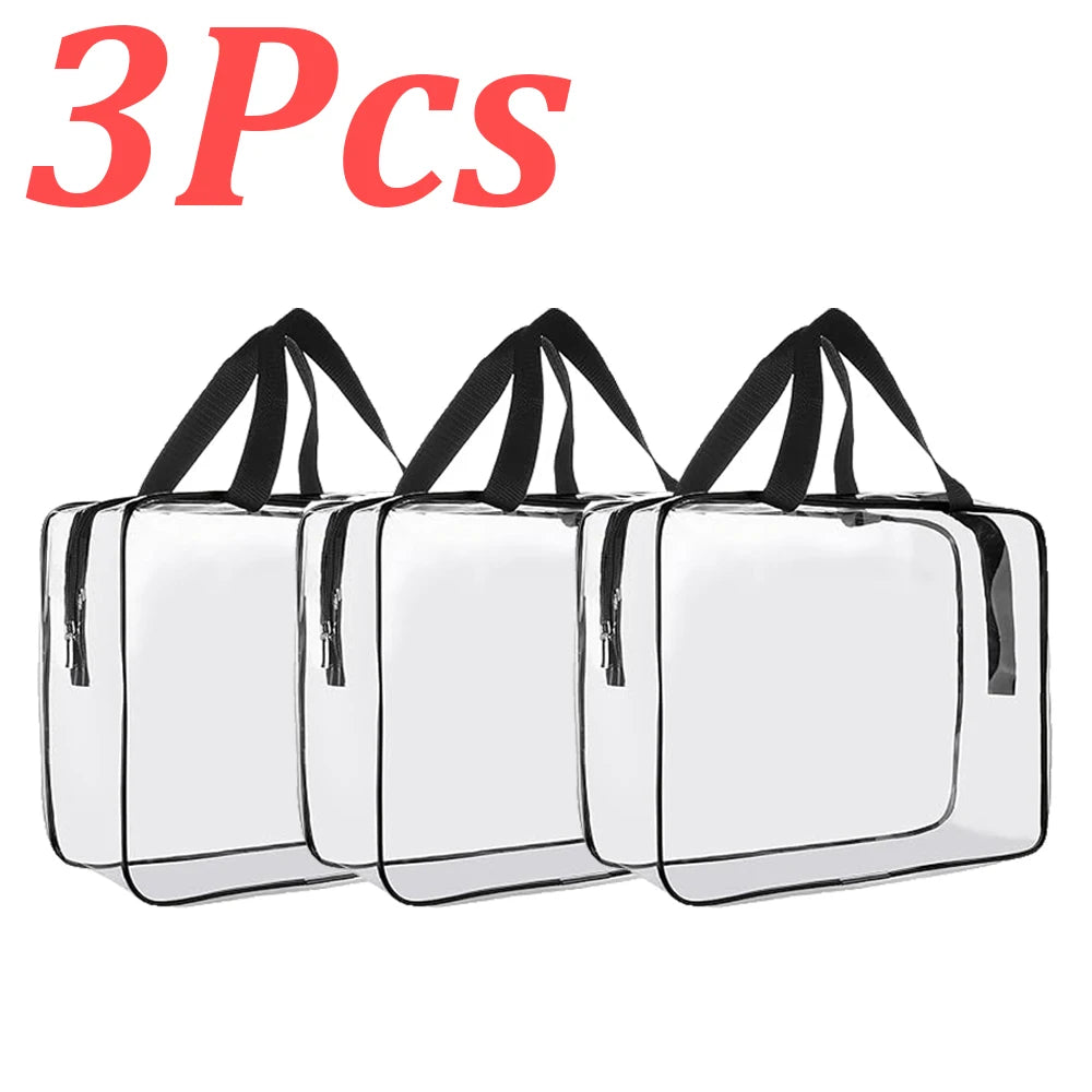 1-12Pcs Large Toy Storage Bags Reusable Clear PVC Travel Waterproof Organizer Bags Makeup Pouch for Books Building Blocks Puzzle