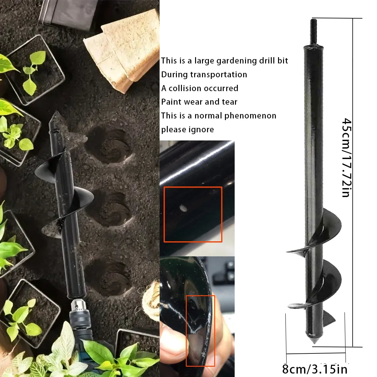 Spiral hole drill bit - Home planting spiral drill bit - Planting tool for loosening soil and digging holes, garden drill bit,