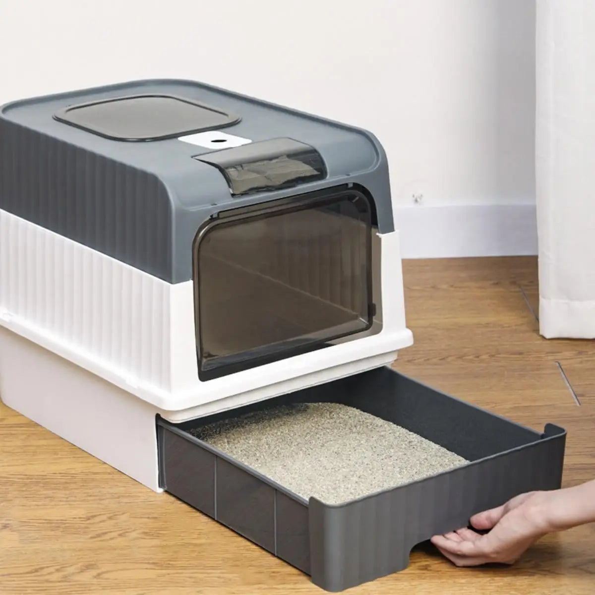 Full Enclosure Detachable Drawer Style Cat Litter Box with Cat Litter Scoop Included