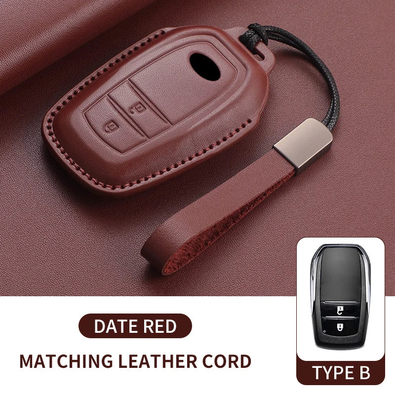 New Leather Car Remote Key Case Cover Shell For Toyota Prius Camry Corolla Avalon CHR RAV4 Land Cruiser Prado Keyless Key Fob