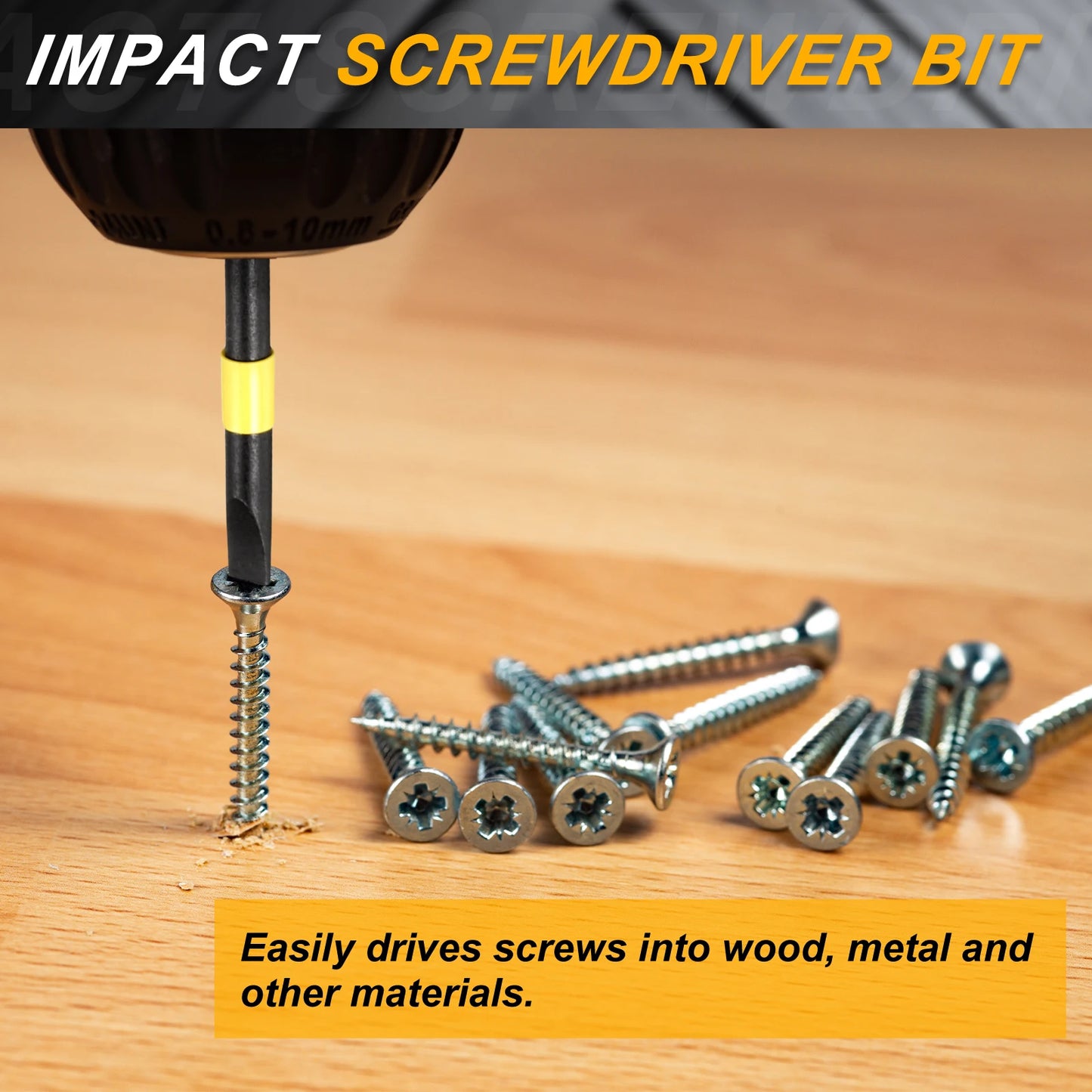 1set Slotted Impact Screwdriver Bits SL3-SL6 Slotted Tip 1/4" Hex Shank Magnetic Flat Head Screw Driver Bits Electric Power Tool