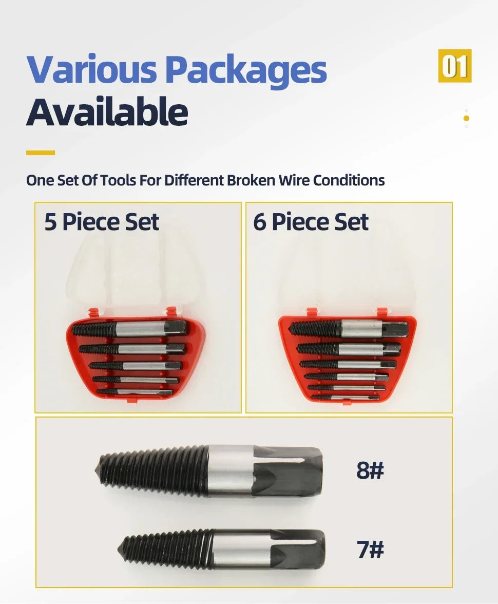 5/6Pcs Screw Extractor Metal Drill Bit Set Damaged Screws Remover Extractor Woodworking Tools Broken Bolt Water Pipe Extractor
