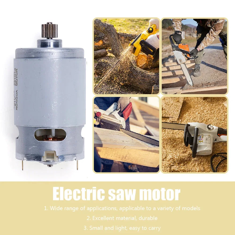 21V Motor Brushed 14 Teeth DC ELectric Motor Suitable for 4/6 inch Cordless Mini Logging Saw Chainsaw Power Tool Accessories