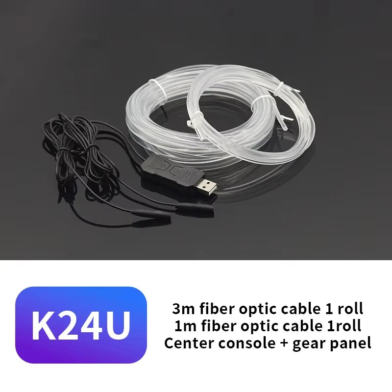 RGB Fiber Optic Car Ambient Light Strip with Music Sync (2-5m)