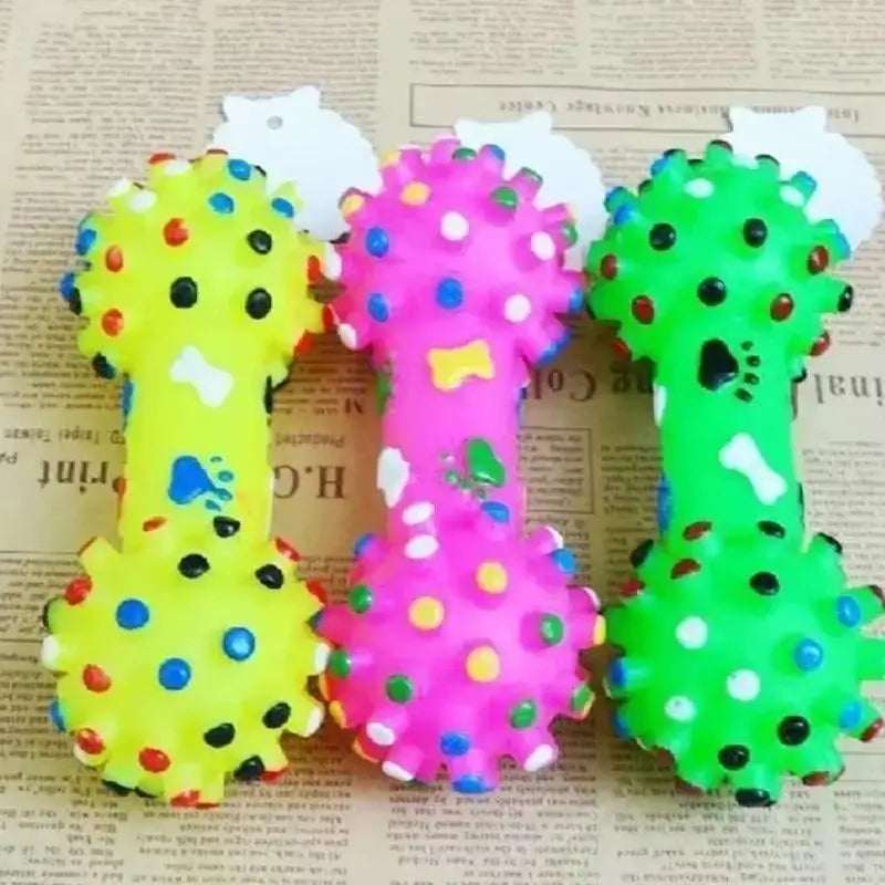 Squeaky Rubber Dog Chew Toy - 11.5cm Random Color Play Toy