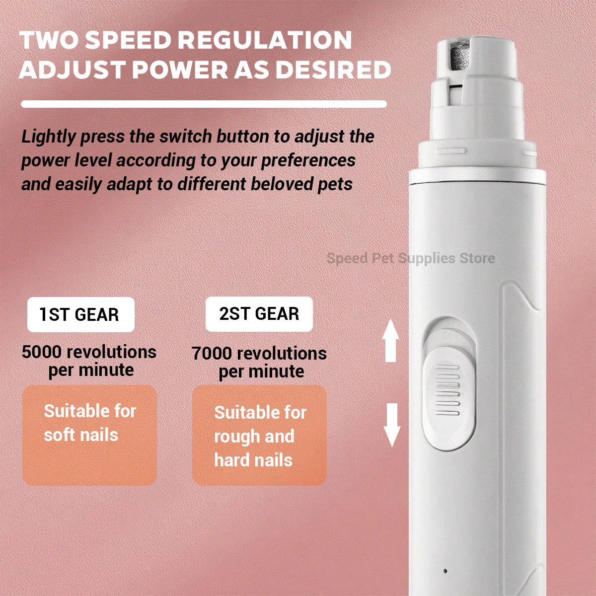 2-Speed USB Dog Nail File - Quiet Electric Grinder – photo 3