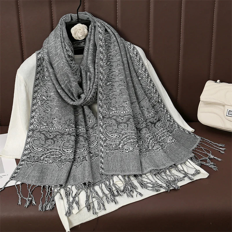 Women's Printed Pashmina Shawl, Soft Winter Scarf