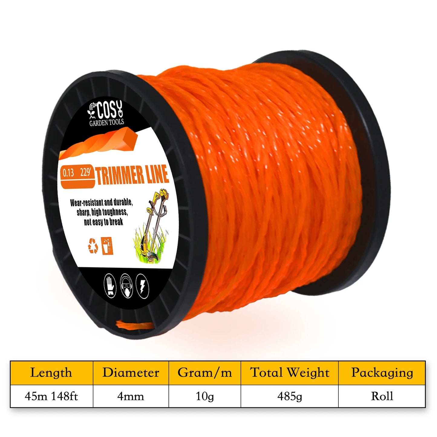 TSES 2.0~4.0mm Twisted Trimmer Line Heavy Duty Weed Whacker Line Weed Eater Line Strimmer Line for Lawn, Garden