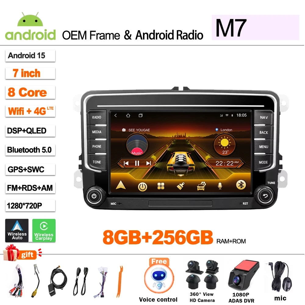 Car Stereo with Apple CarPlay & Android Auto, Compatible with VW CC, Passat B7, Polo, Golf 5 6 & Jetta