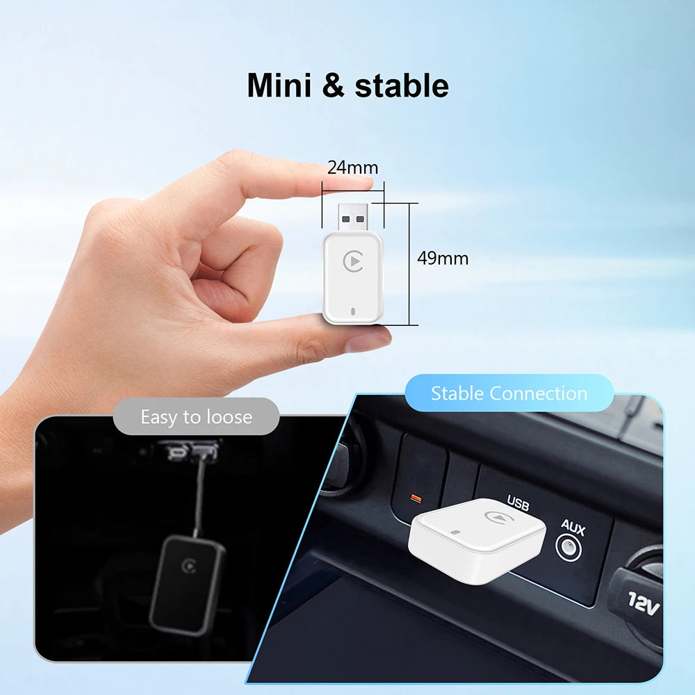 Wireless Android Auto & CarPlay Adapter — Wired-to-Wireless USB Smart Box, Plug and Play