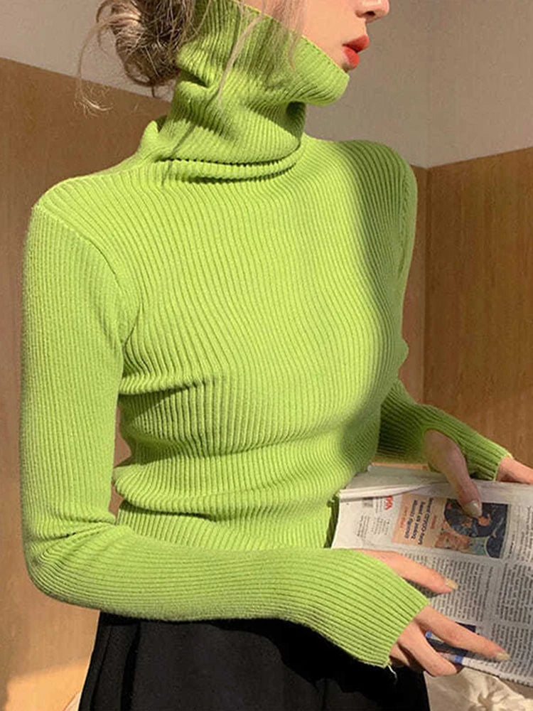 Women's turtleneck knit sweater, warm basic — view 1 of 20