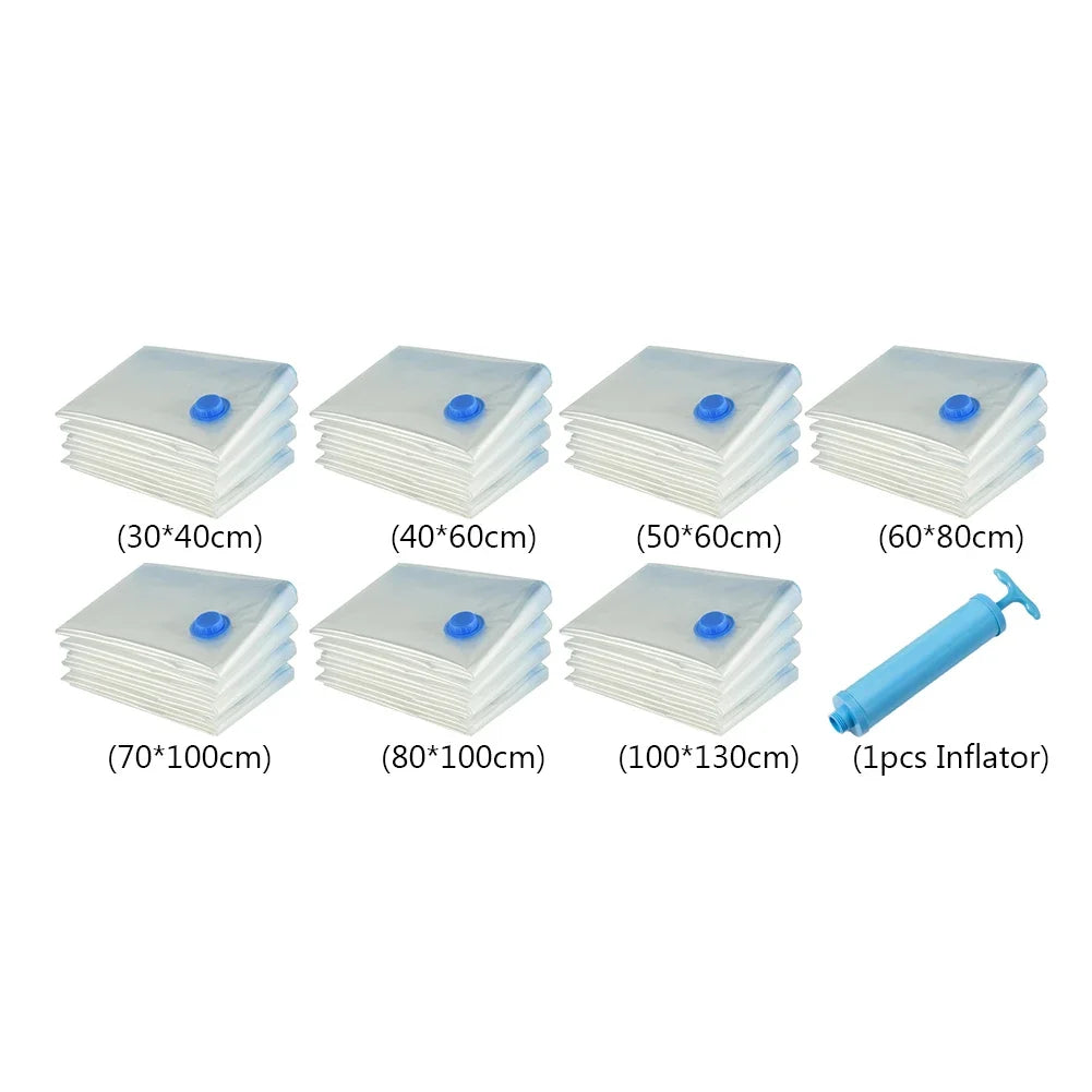 Vacuum Bag With Valve & Pump for Clothes Storing Large Plastic Compression Empty Bag Travel Accessories Storage Contain