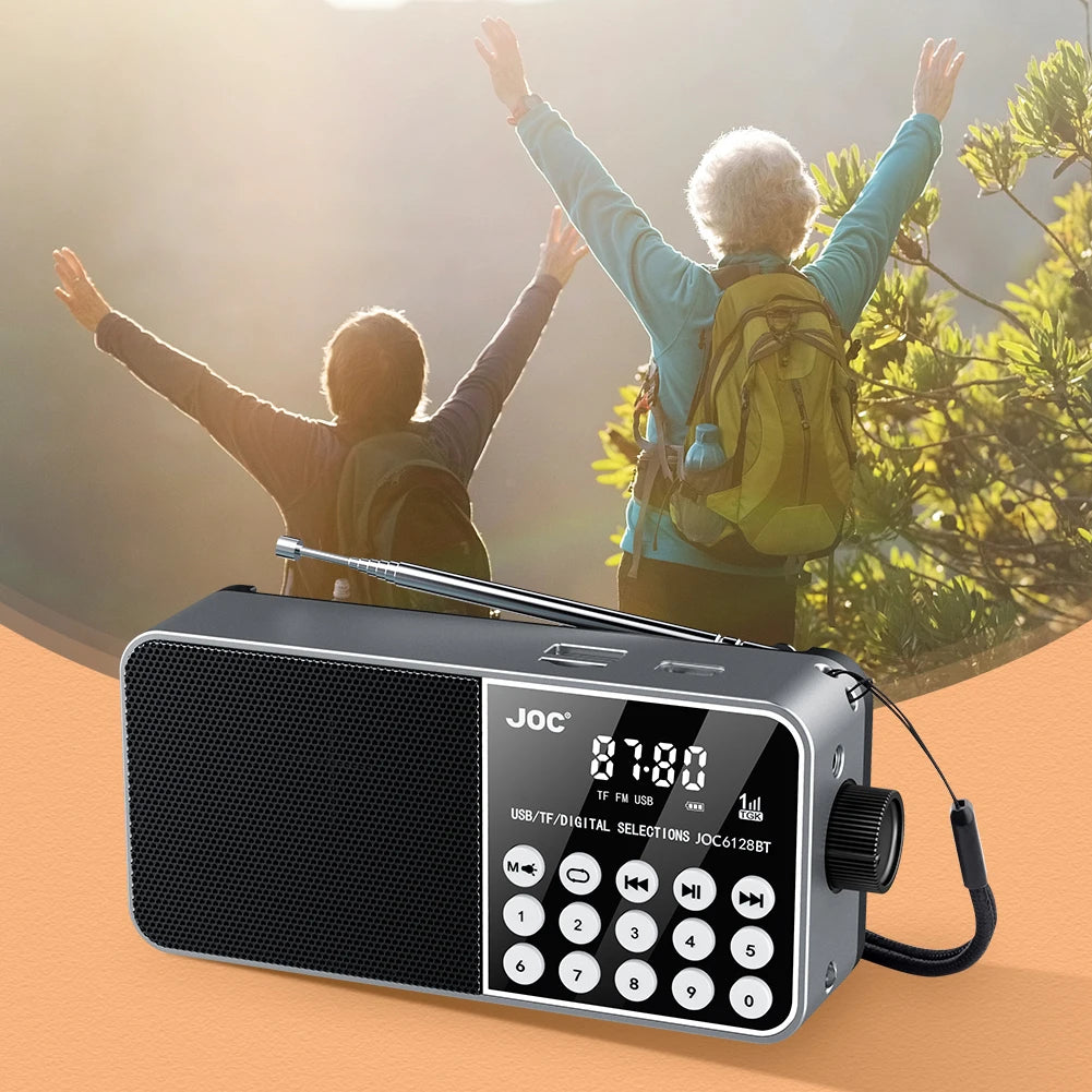 Mini Portable Radio Bluetooth-Compatible Broadcasting Player Radio LED Digital Display Stereo MP3 Player for Emergency Hurricane