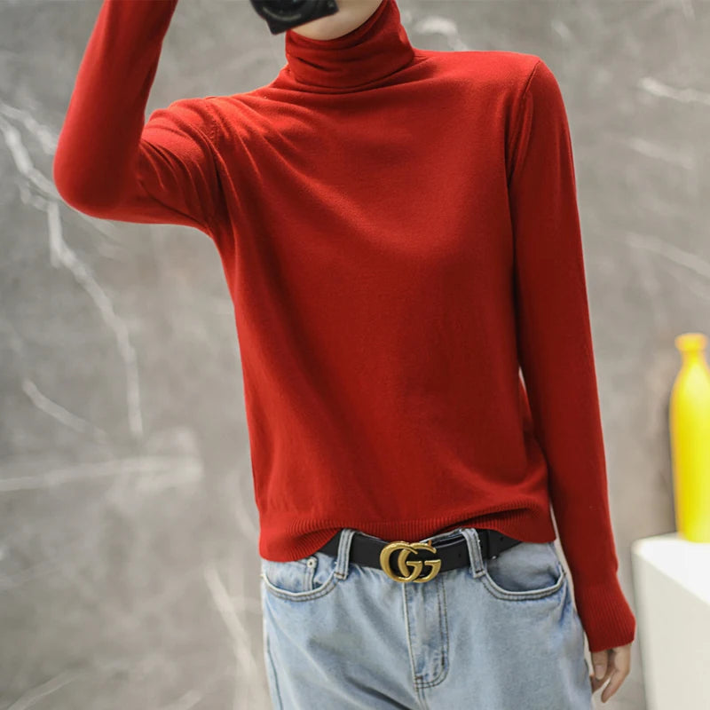 Women's Slim Fit Turtleneck Sweater - Long Sleeve Knit Pullover - photo 11